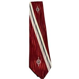 Vintage Necktie Regal Cravat Schneider’s Mens Store Embroidered Red Striped Tie